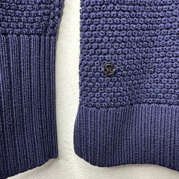 Sz 4 Lululemon Warm & Restore Mock Neck Sweater Navy Blue Merino Wool Knit Cozy - Picture 3 of 6